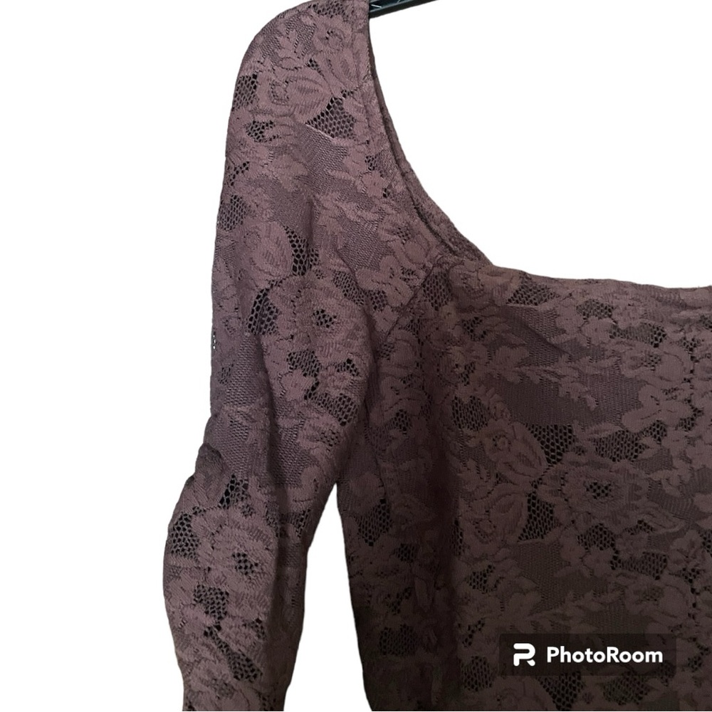 NWOT Free People Brown In Rotation Sheer Lace Layering Ruched Top Small - Picture 5 of 10